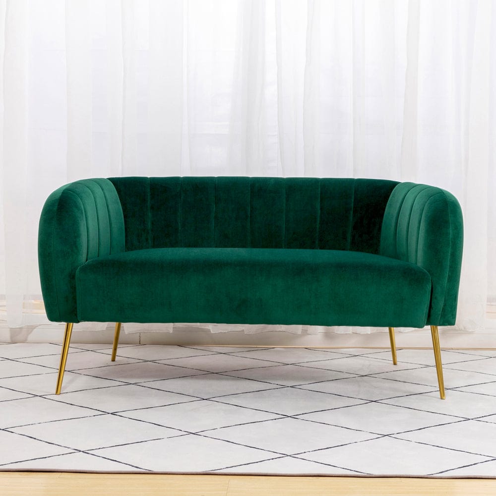 Russell Velvet Two Seater Sofa In Green