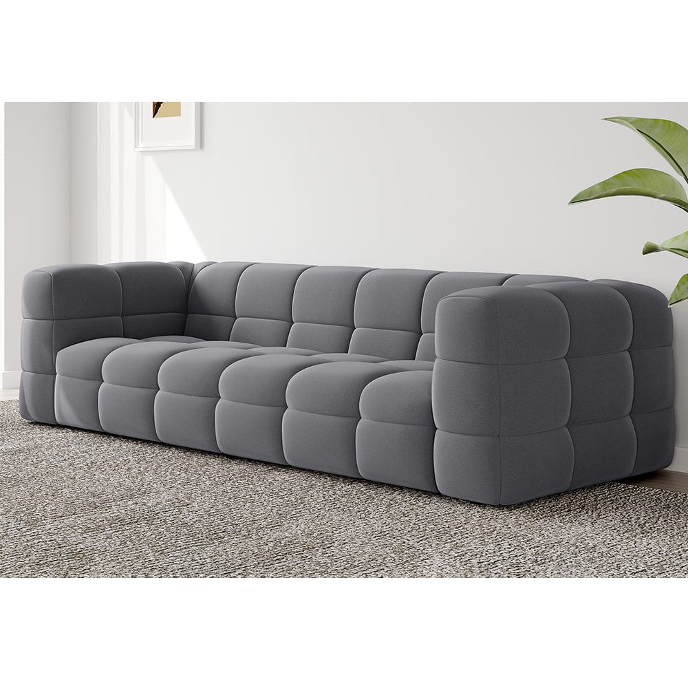 Serenity Latex Foam Boucle Sofa Ottoman In Grey