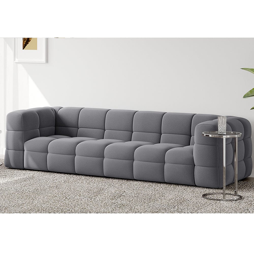 Serenity Latex Foam Boucle Sofa Ottoman In Grey