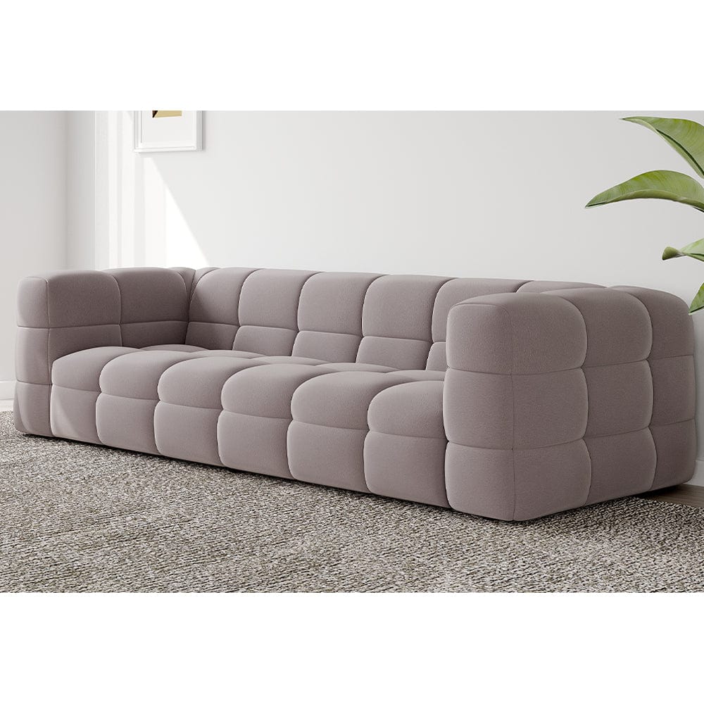 Serenity Latex Foam Boucle Sofa Ottoman Set In Taupe