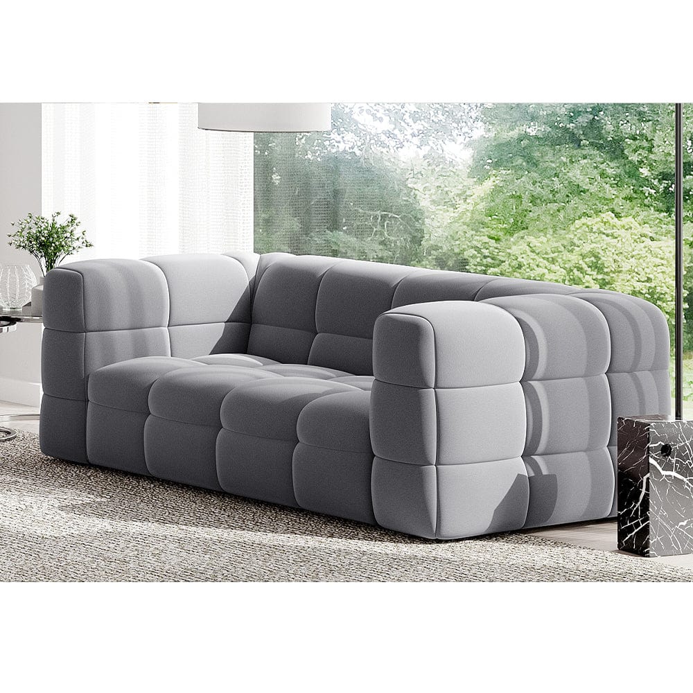 Serenity Latex Foam Boucle Sofa Ottoman In Grey