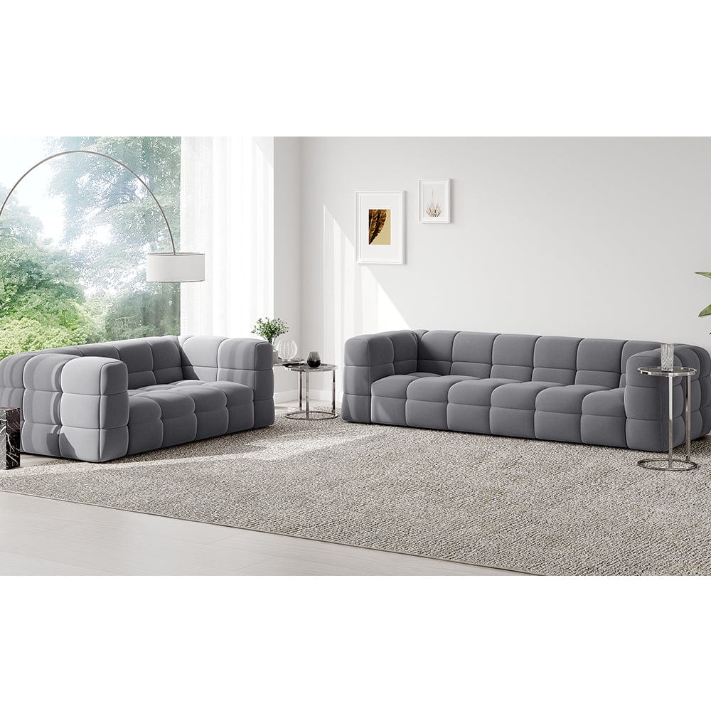 Serenity Latex Foam Boucle Sofa Ottoman In Grey