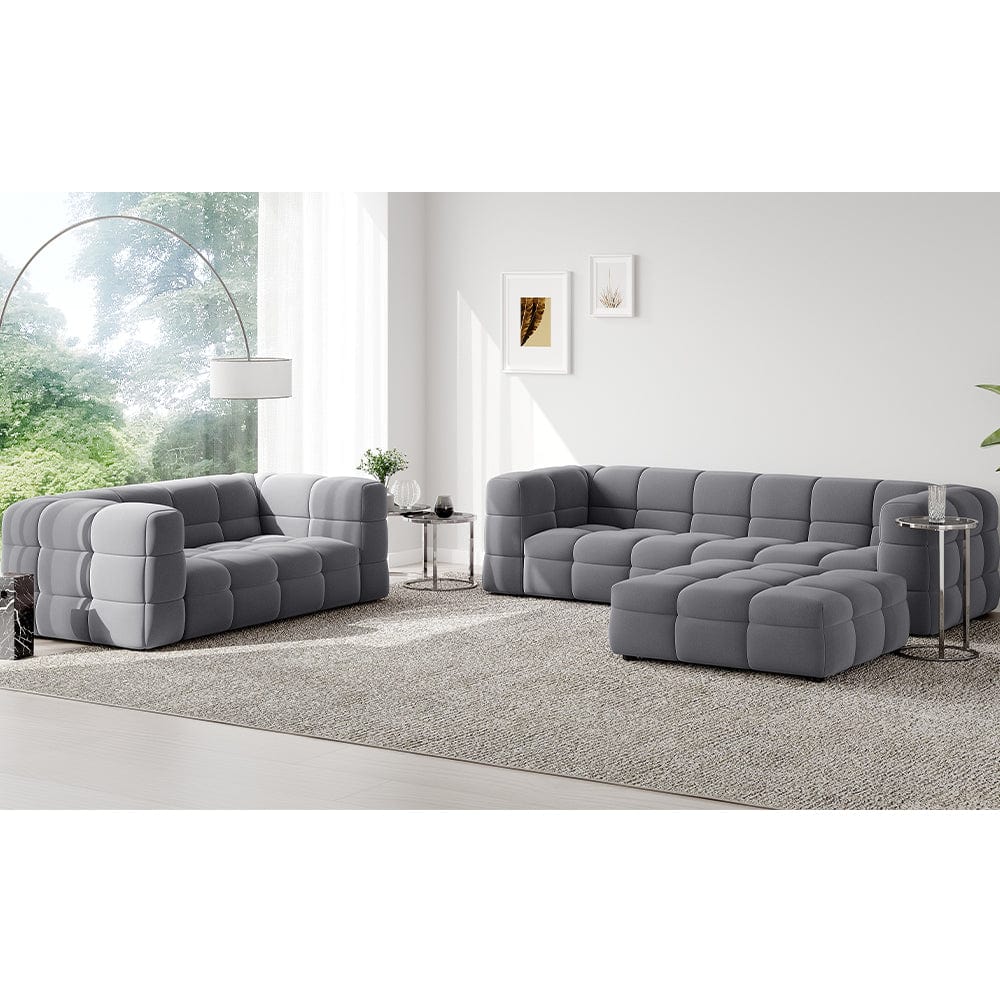 Serenity Latex Foam Boucle Sofa Ottoman In Grey
