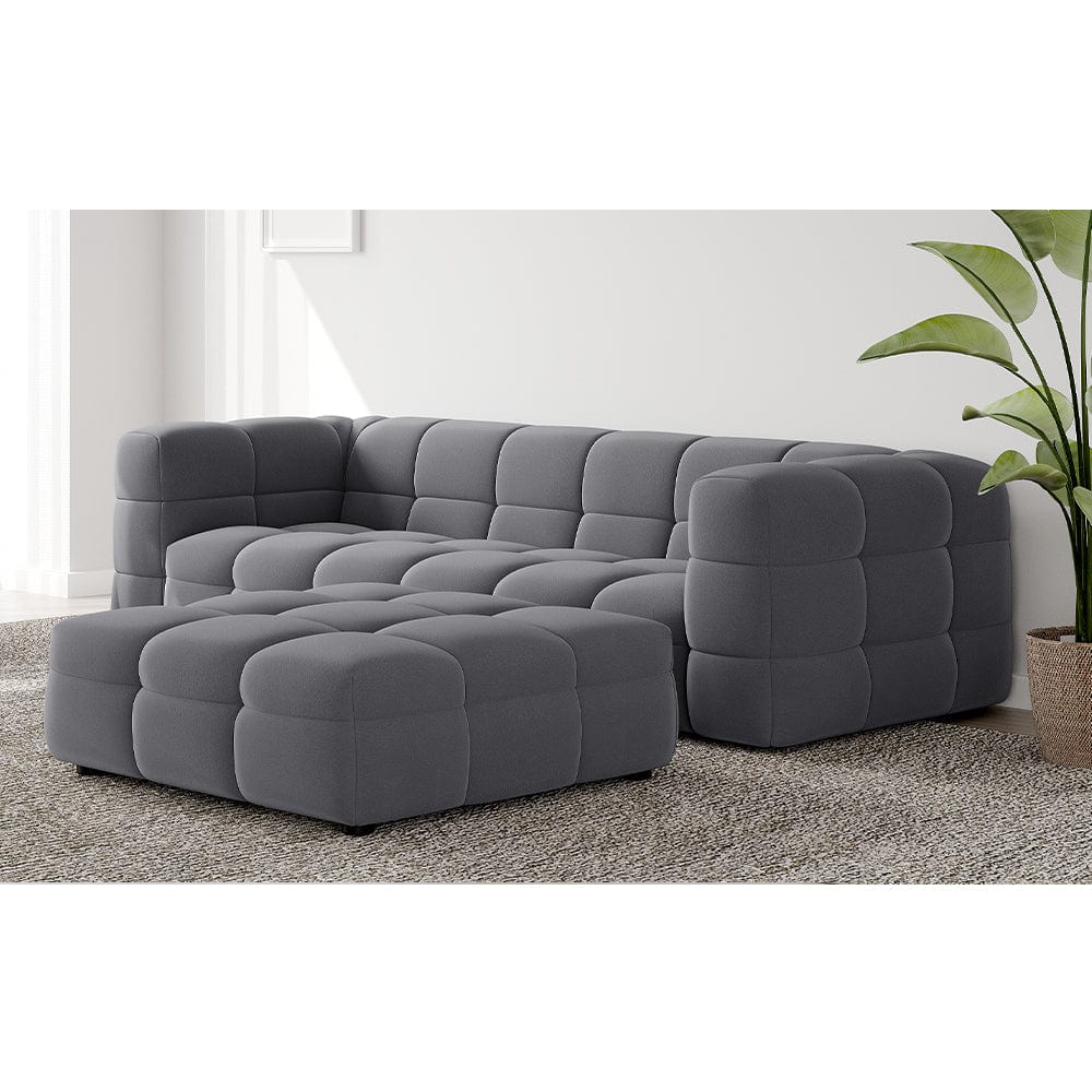Serenity Latex Foam Boucle Sofa Ottoman In Grey