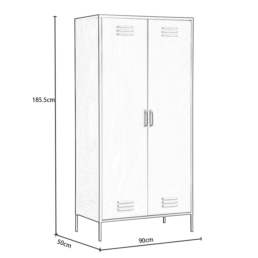 Lokki® 2 Doors Wardrobe Storage Locker cabinet With Adjustable Shelf