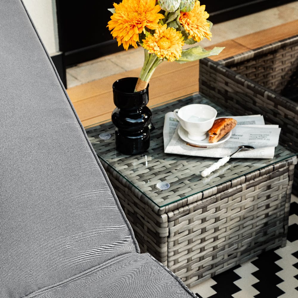 Vancouver Rattan Sun Lounger Set In Grey