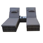 Vancouver Rattan Sun Lounger Set In Grey