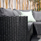 Vancouver 5 Seater Black Rattan Corner Sofa Patio Set