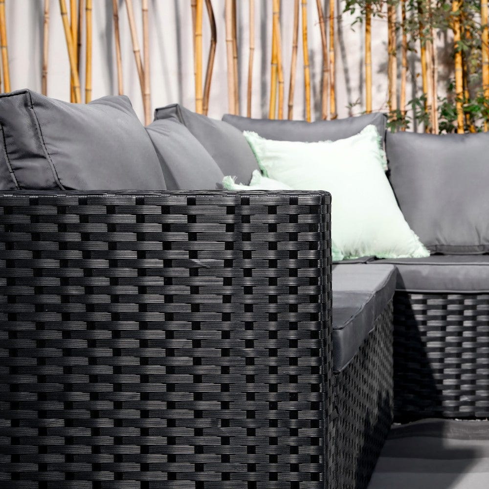 Vancouver 5 Seater Black Rattan Corner Sofa Patio Set
