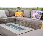 Vancouver 9 Seater Corner Rattan Garden Set In Grey with fire pit option