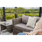 Vancouver 9 Seater Corner Rattan Garden Set In Grey with fire pit option