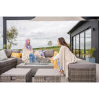 Vancouver 9 Seater Corner Rattan Garden Set In Grey with fire pit option