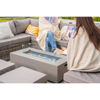 Vancouver 9 Seater Corner Rattan Garden Set In Grey with fire pit option