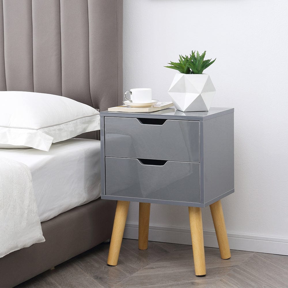 Set Of 2 Agata High Gloss 2 Drawer Bedside Tables