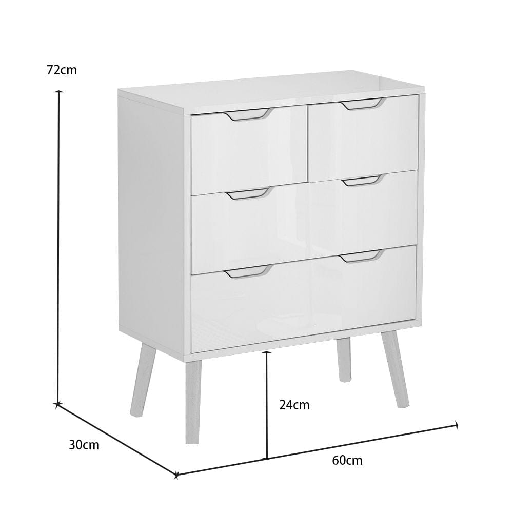 Agata High Gloss 3 Piece Bedroom Set With Chest And Bedside Tables