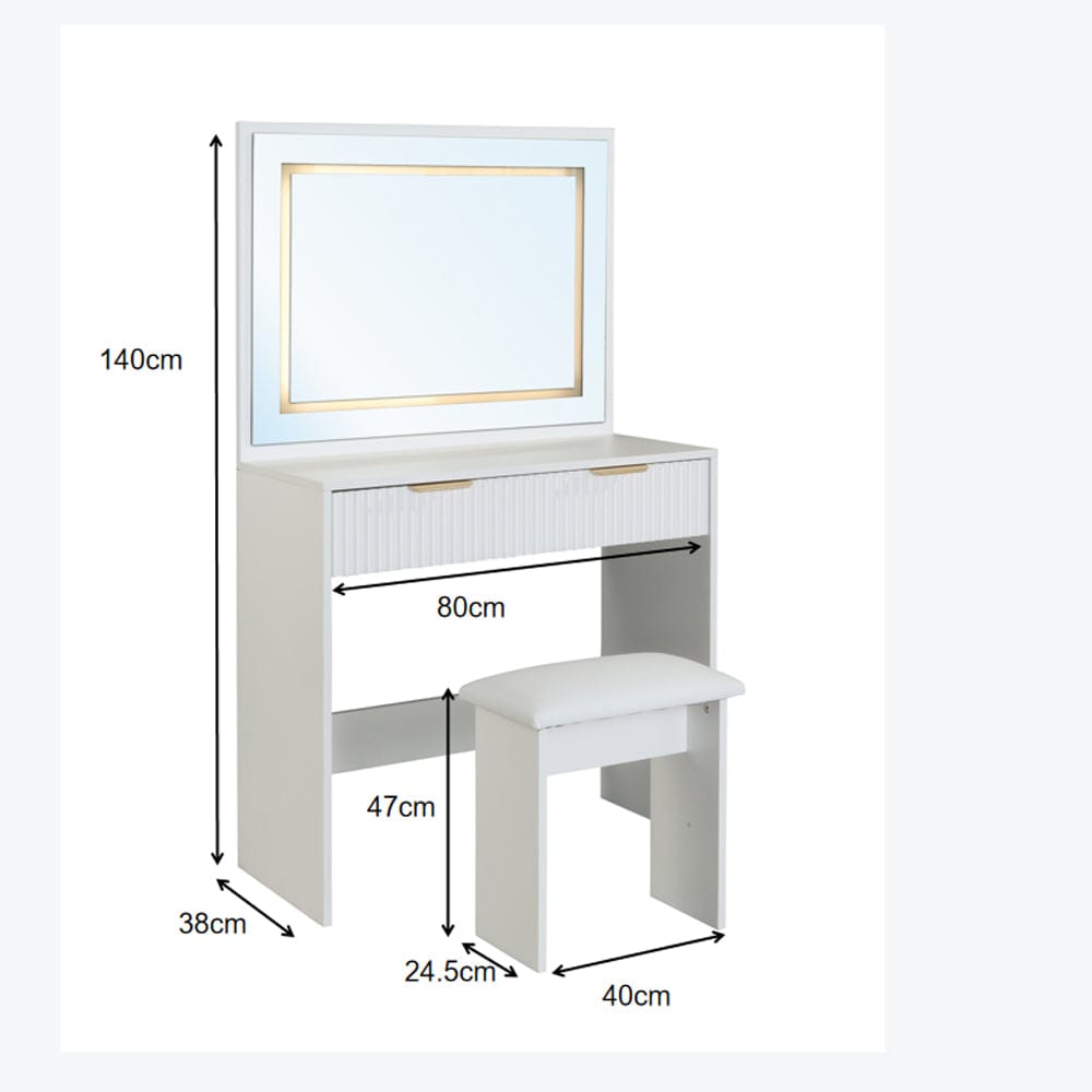 Mercury hollywood Style Dressing Table and Stool Set With Led Lighting