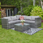 Vancouver 5 Seater Grey Rattan Corner Sofa Patio Set