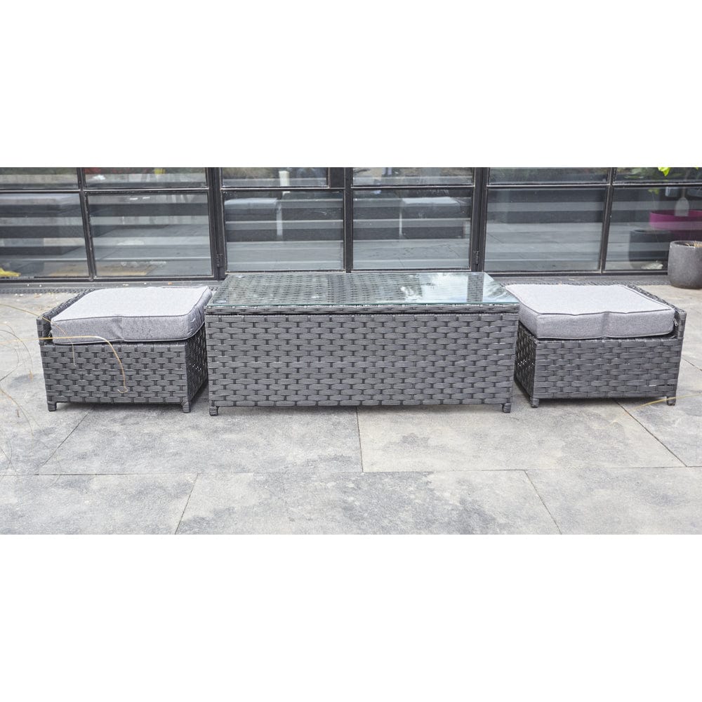 Vancouver 9 Seater Corner Rattan Garden Set In Black