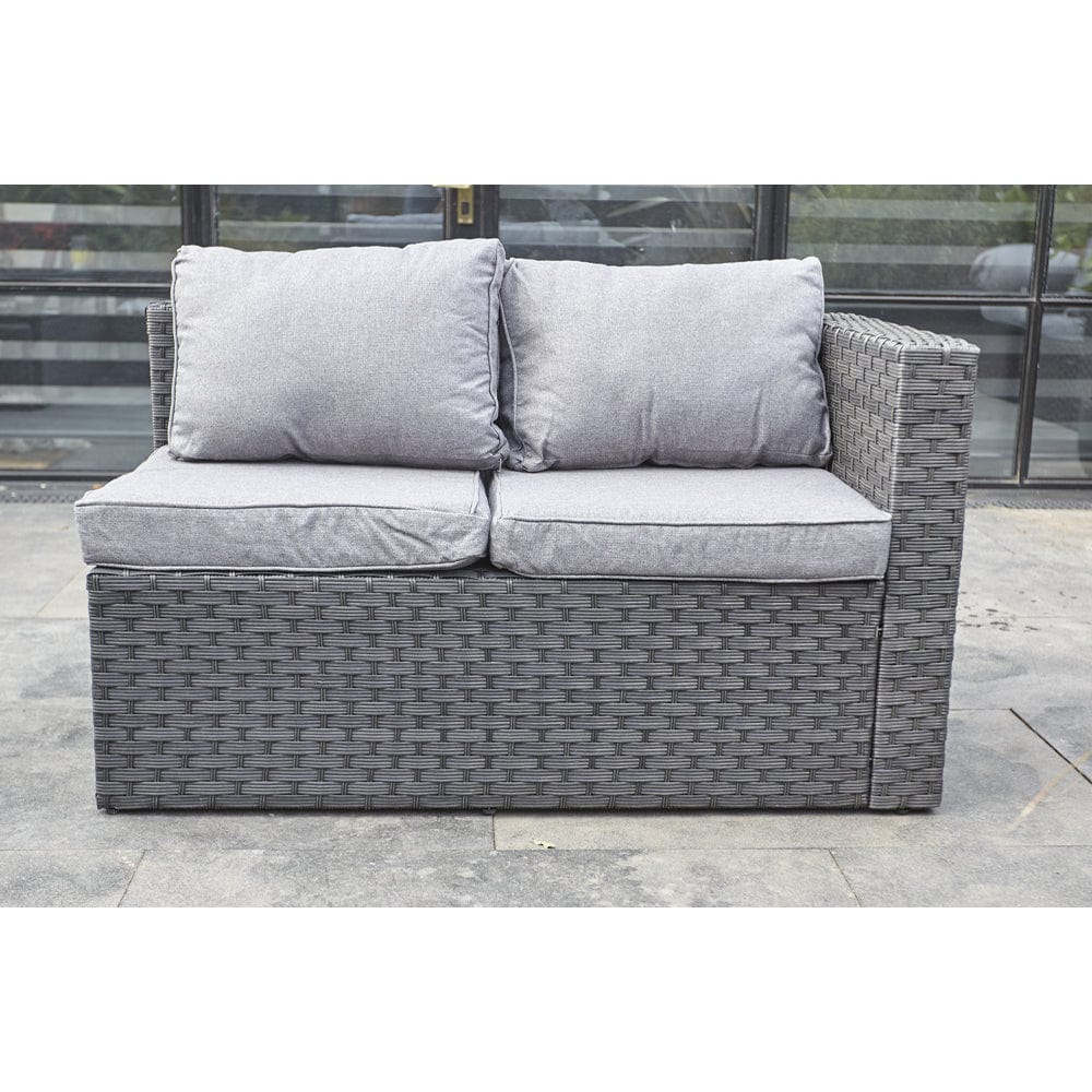 Vancouver 9 Seater Corner Rattan Garden Set In Black