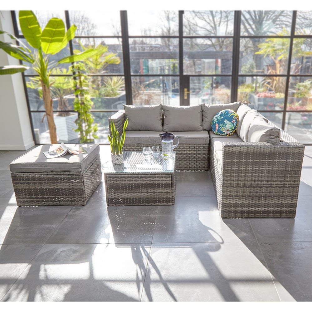 Vancouver 6 Seater Modular Rattan Sofa Set In Grey