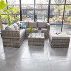 Vancouver 6 Seater Modular Rattan Sofa Set In Grey