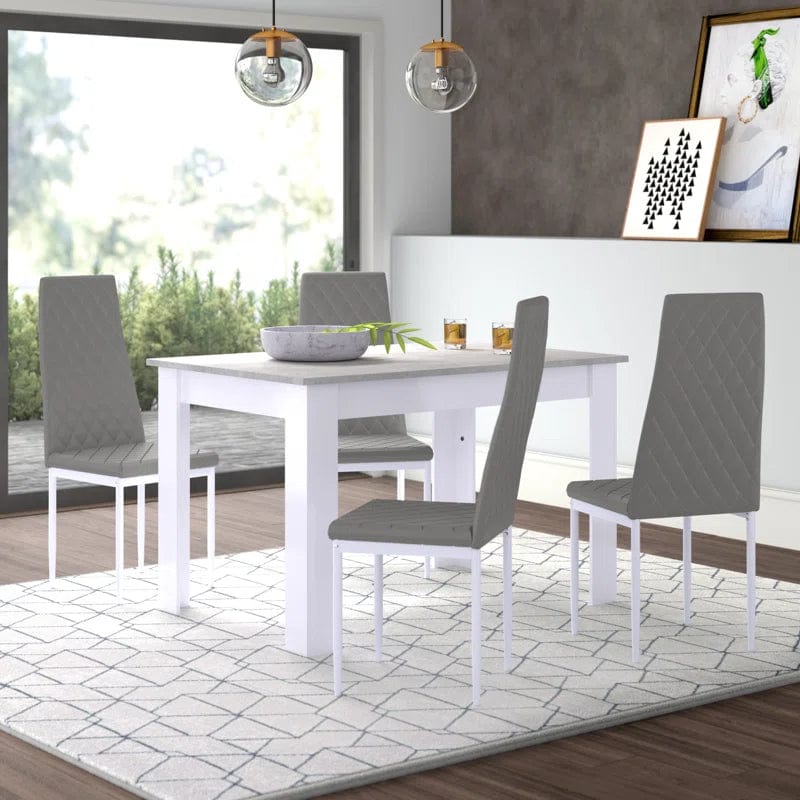 Orsa Rectangle Concrete Effect Dining Table Set with 4 Chairs