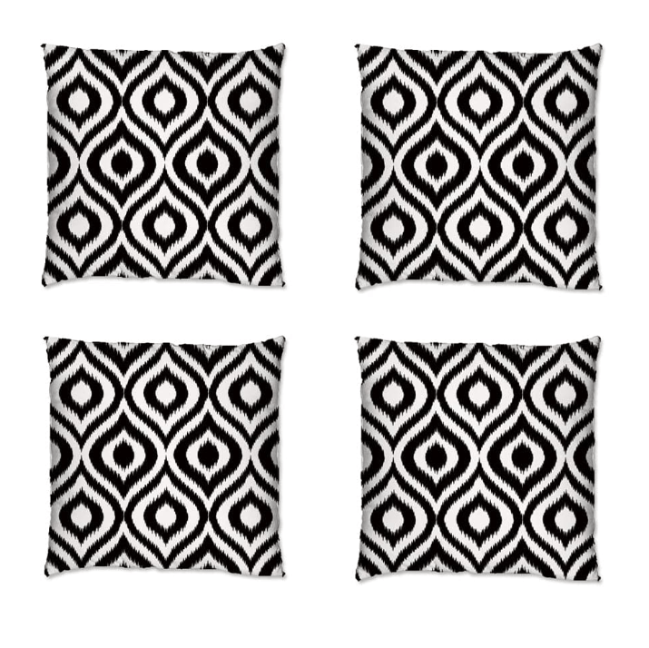 Ashcraft 4 Piece Waterproof Outdoor Scatter Cushions in Black Pattern
