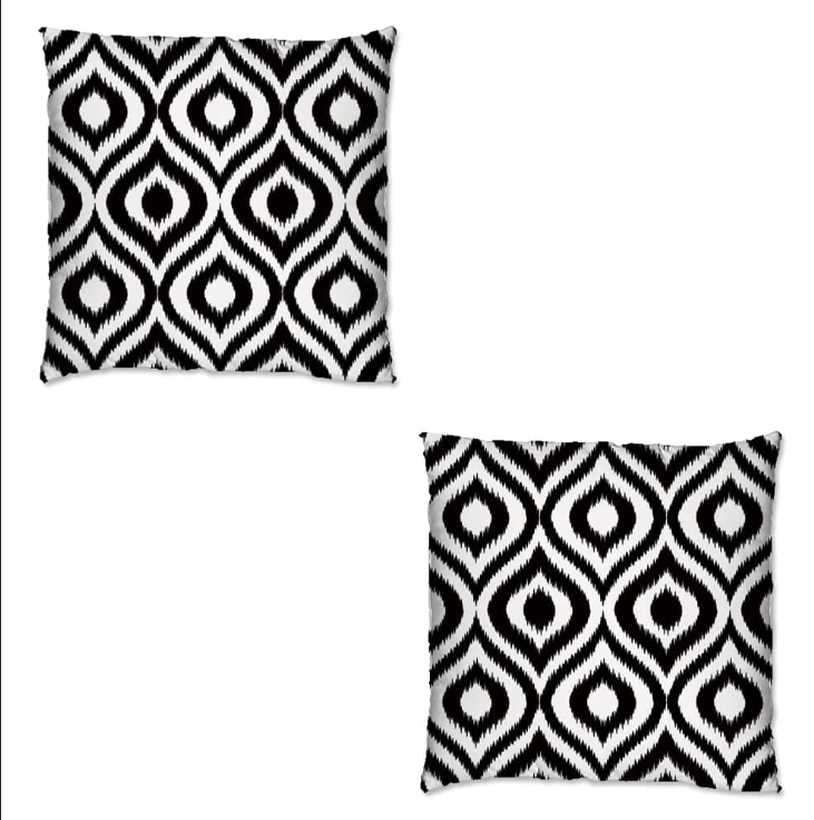 Ashcraft 2 Piece Waterproof Scatter Cushions in Black Pattern