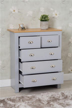 Heritage Set of Three Bedroom Piece with Grey and Oak Finish