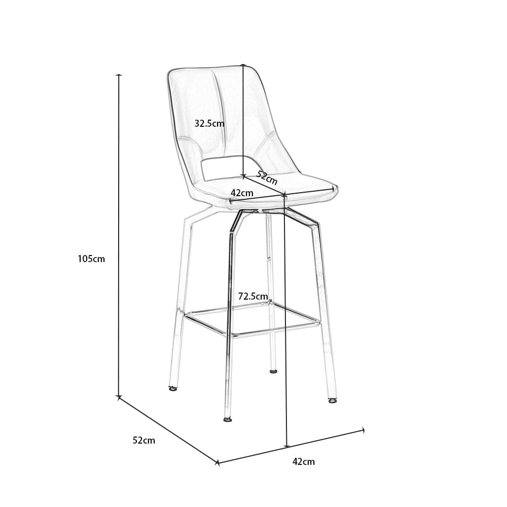 Set Of 2 Milo PU Swivel Bar Stool