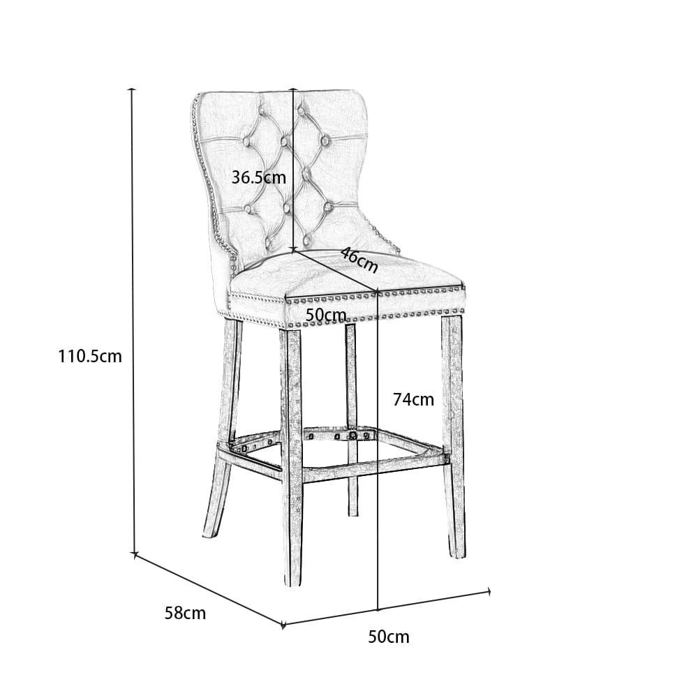 Avers Velvet Button Back Bar Stool Bar Chair