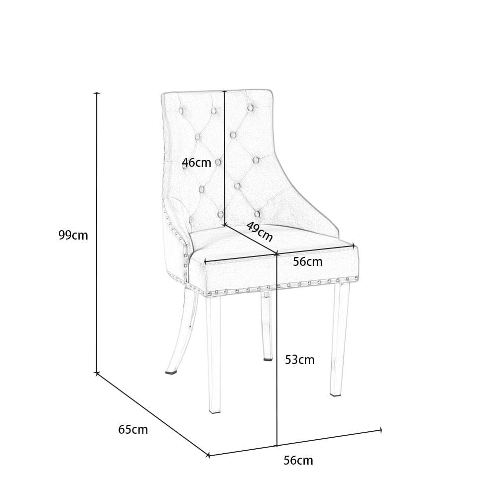 Avers Light Grey Velvet Button Back Dining Chairs