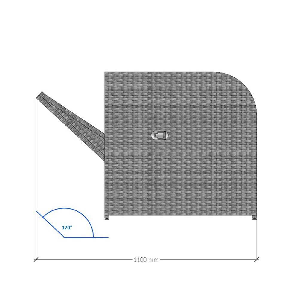 Lotus 7 Seater Rattan Garden Recliner Cube Sofa Set In Grey