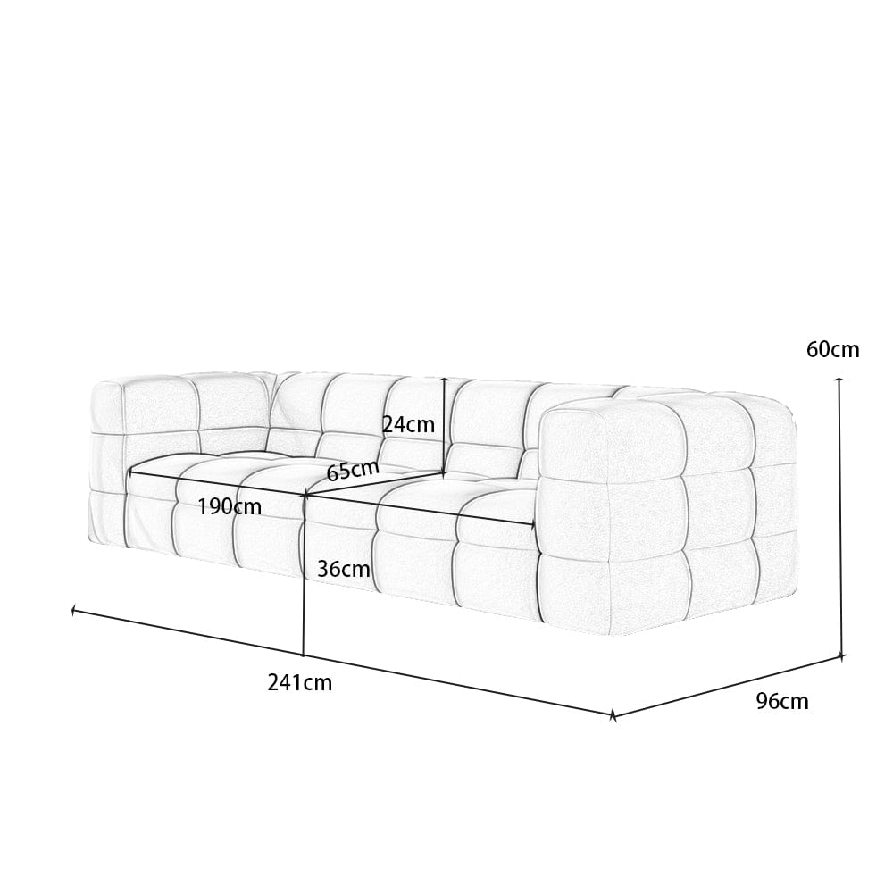 Serenity Latex Foam Boucle Sofa Ottoman In Grey