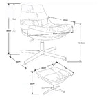 Manu Swivel Chair With Footstool And Pillow In Grey