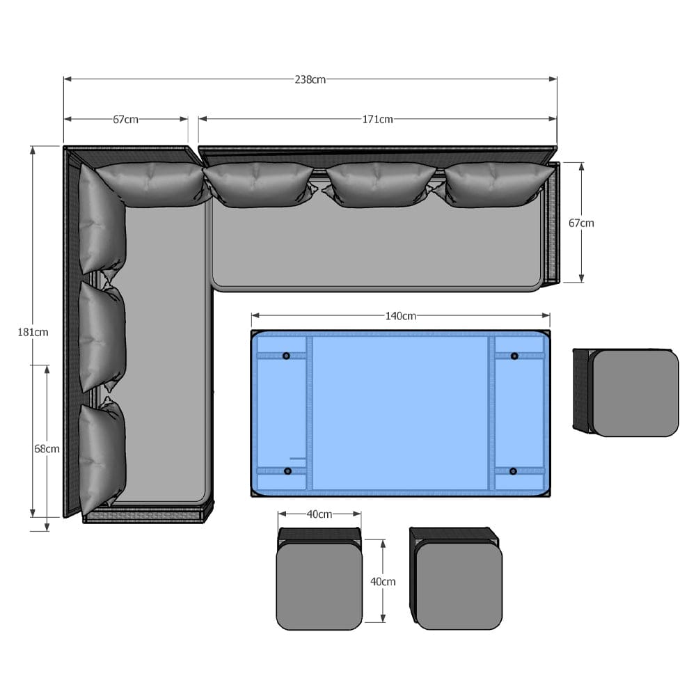 Rosen 9 Seater Rattan Garden Dining Set In Grey
