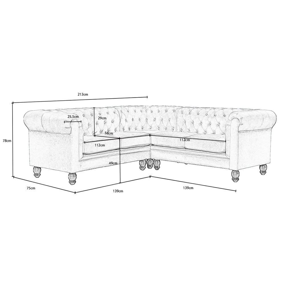 Chesterfield 5 Seater Velvet Corner Sofa