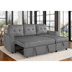 Avery Velvet Reversible Corner Sofa Bed With Storage Chaise