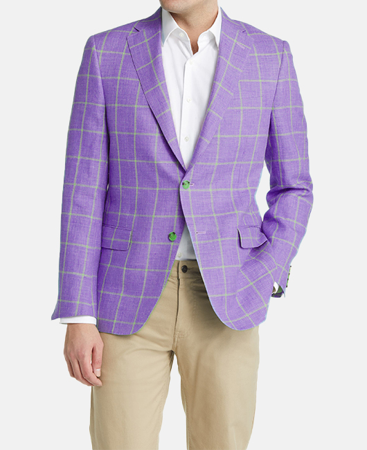 OK Casual Plain Plaid Notch Lapel Flap Pocket Two Button Blazer